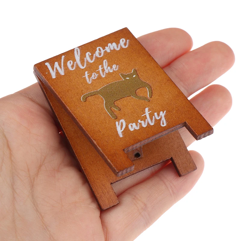 Dollhouse Miniature Simulation Wooden Billboard Bakery Coffee Shop Beer House Signboard Model DIY Play House Toys Accessories