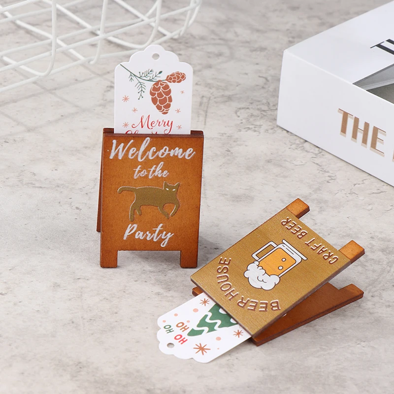 Dollhouse Miniature Simulation Wooden Billboard Bakery Coffee Shop Beer House Signboard Model DIY Play House Toys Accessories