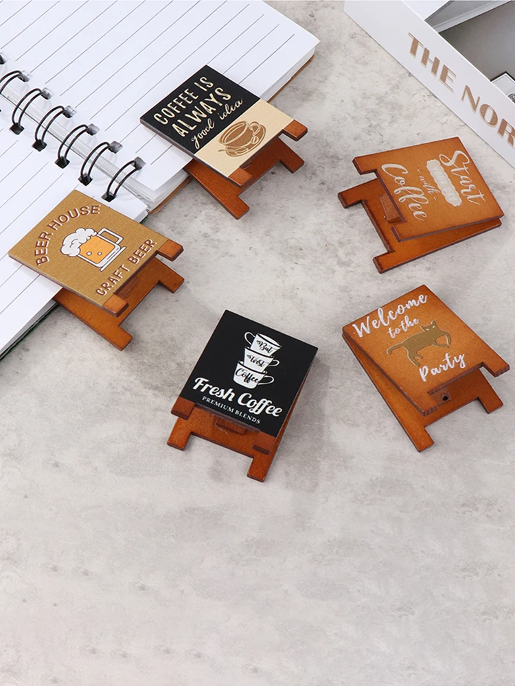 Dollhouse Miniature Simulation Wooden Billboard Bakery Coffee Shop Beer House Signboard Model DIY Play House Toys Accessories