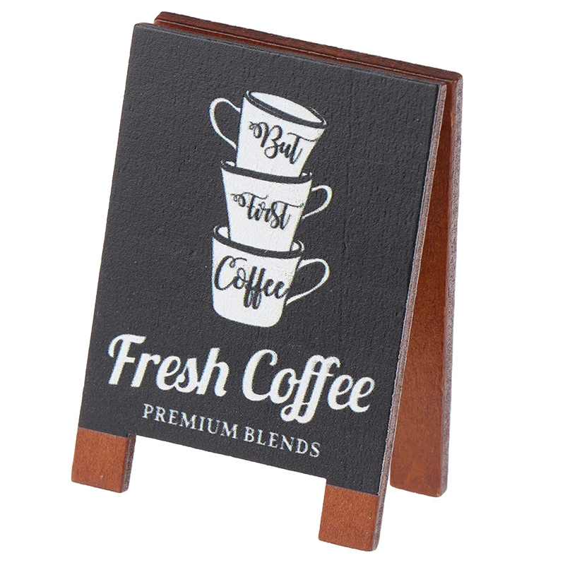 Dollhouse Miniature Simulation Wooden Billboard Bakery Coffee Shop Beer House Signboard Model DIY Play House Toys Accessories