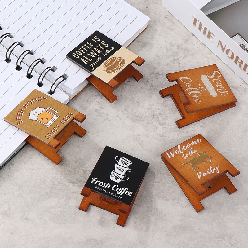 Dollhouse Miniature Simulation Wooden Billboard Bakery Coffee Shop Beer House Signboard Model DIY Play House Toys Accessories