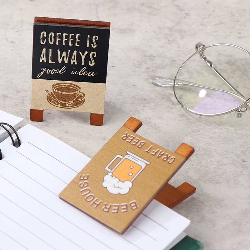 Dollhouse Miniature Simulation Wooden Billboard Bakery Coffee Shop Beer House Signboard Model DIY Play House Toys Accessories