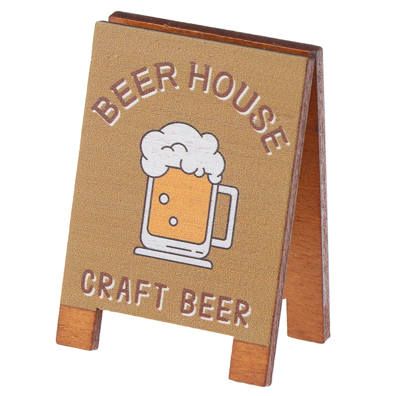 Dollhouse Miniature Simulation Wooden Billboard Bakery Coffee Shop Beer House Signboard Model DIY Play House Toys Accessories