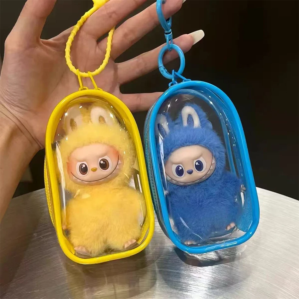 For Mini Labubu Pin For Love V4 Transparent Colorful Protector Case Doll Accessories Plush Doll Display Bag Outdoor Keychain Toy