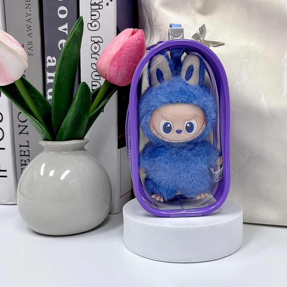For Mini Labubu Pin For Love V4 Transparent Colorful Protector Case Doll Accessories Plush Doll Display Bag Outdoor Keychain Toy