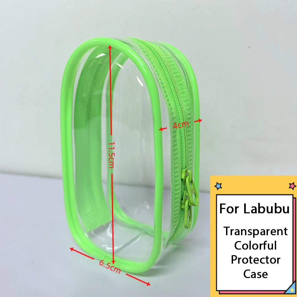 For Mini Labubu Pin For Love V4 Transparent Colorful Protector Case Doll Accessories Plush Doll Display Bag Outdoor Keychain Toy