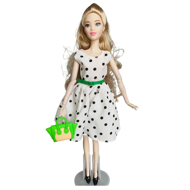 1/6 Doll Clothes Fashion Mix Green Dress Bag Shoes Suit for 12 inch Fashion Doll Outfits Handmade 30cm Doll Clothing Accessories