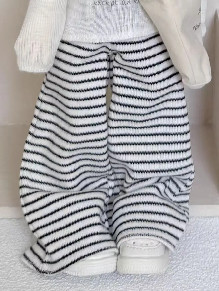 BJD (1/6 BJD Doll Clothes) Baby Clothes Leisure Walking Set Cover dress Striped Long Pants Cloth Bag--Trendy Doll Outfit