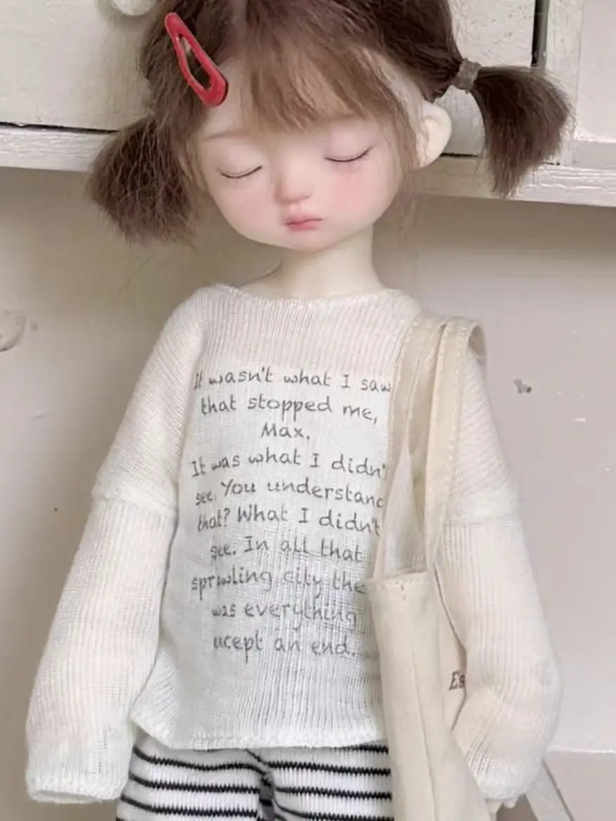BJD (1/6 BJD Doll Clothes) Baby Clothes Leisure Walking Set Cover dress Striped Long Pants Cloth Bag--Trendy Doll Outfit