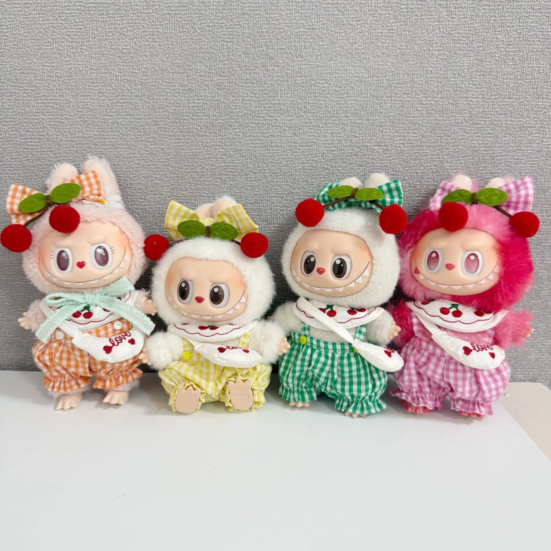 Generation 10cm 1st 2nd and 3rd Generation Keychain Labubu Clothes Pendant Labubu Sweet Cherry Skirt Set