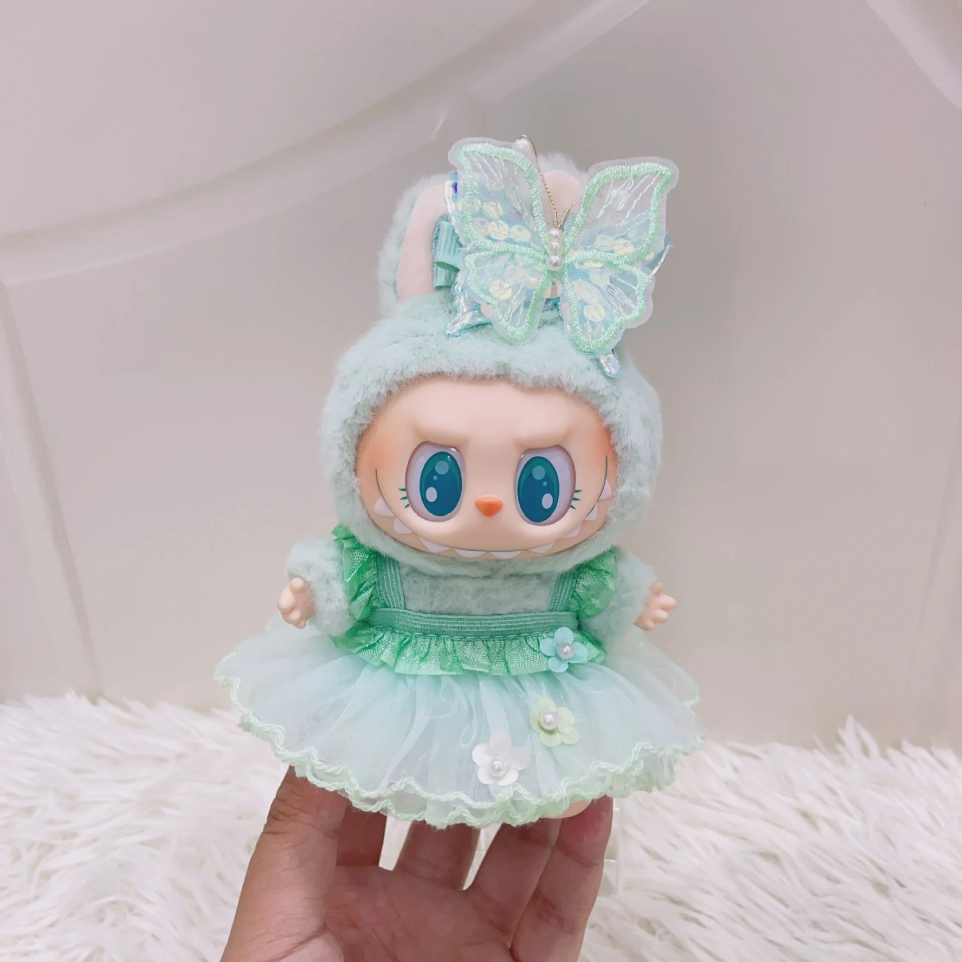 17cm Labubu 1-3 Gen Doll Outfits | Purple Butterfly & Green Butterfly Fairy Dress | Clothes for Labubu Accessories