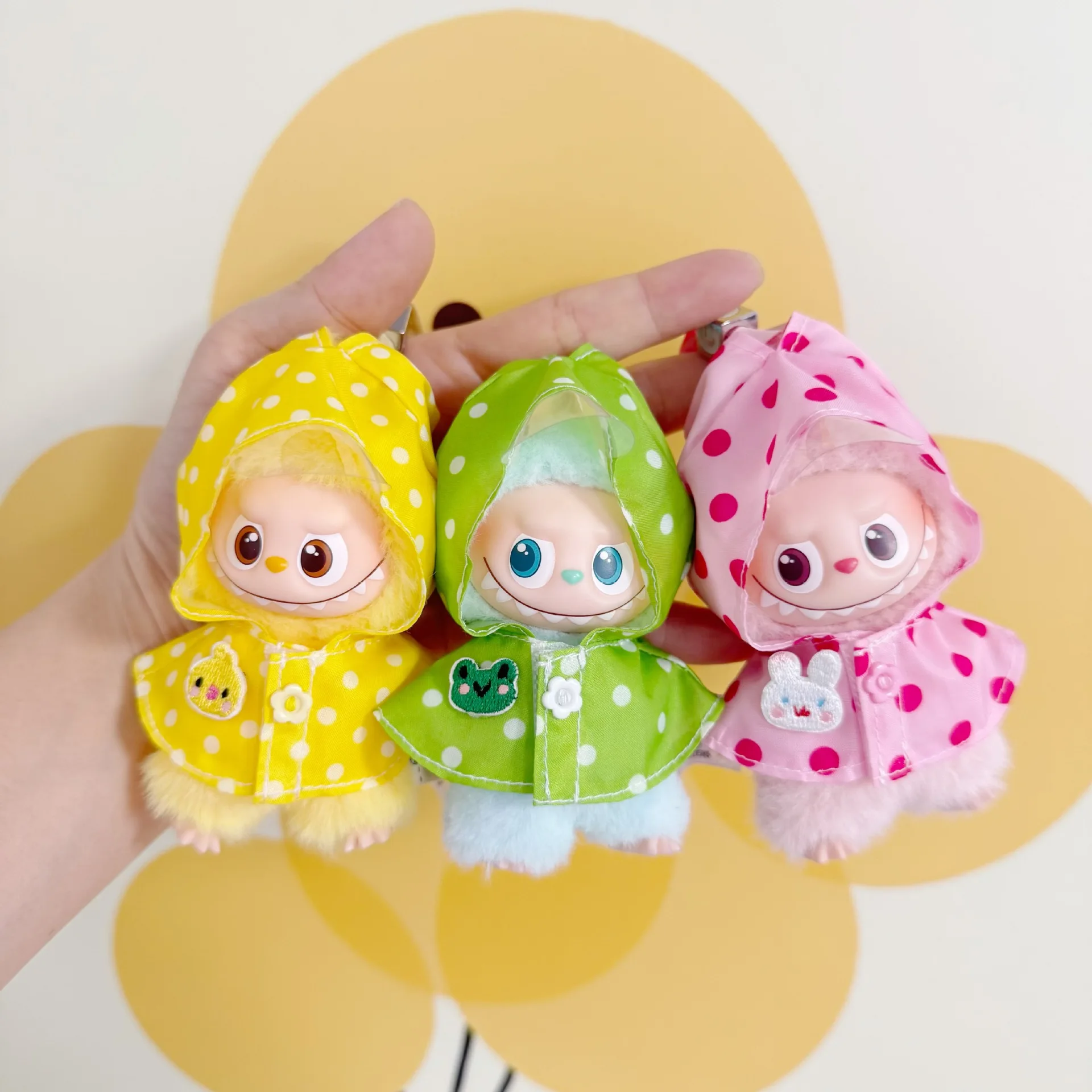 Doll Clothes For 10cm 4.0 Mini Labubu 4th Gen Exquisite Little Gift Creative Waterproof Raincoat Colorful Rain Boots Set