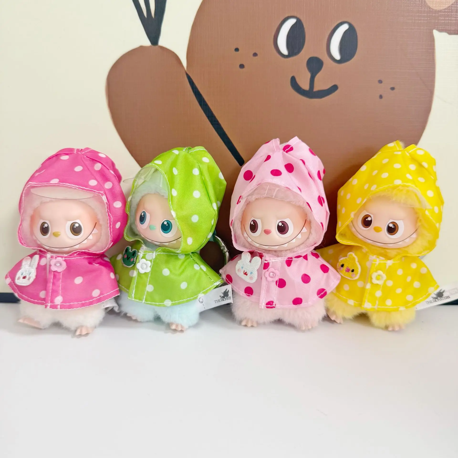 Doll Clothes For 10cm 4.0 Mini Labubu 4th Gen Exquisite Little Gift Creative Waterproof Raincoat Colorful Rain Boots Set