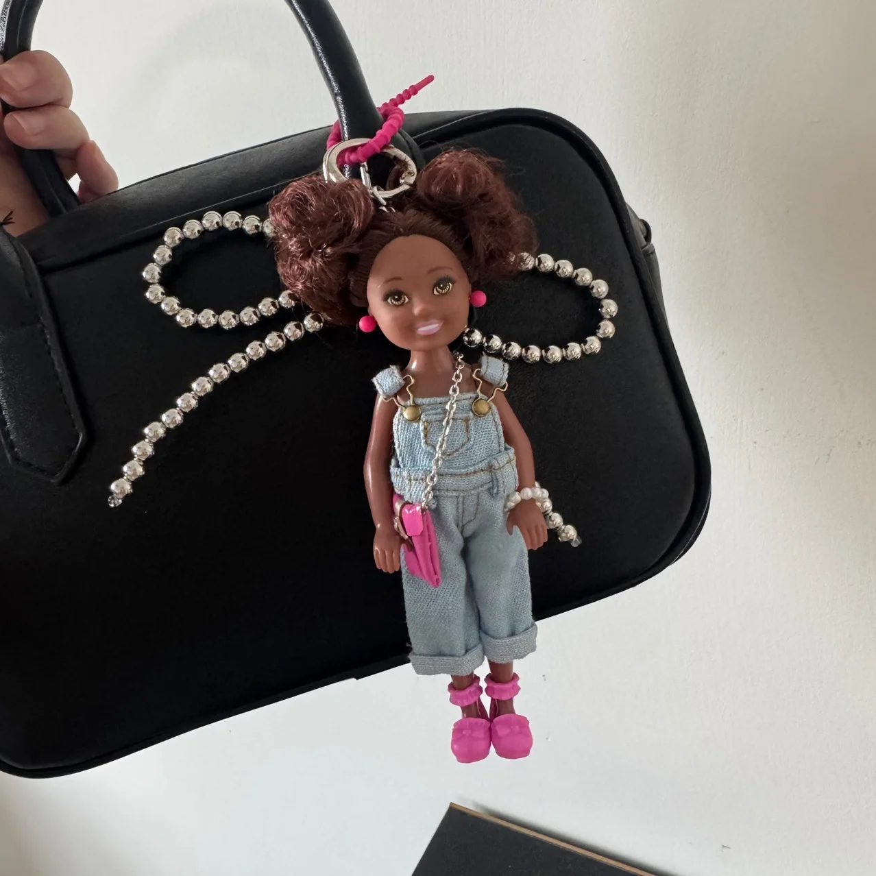 Ins Korean Version Spice Girl Princess Doll Pendant Keychain Cute African Black Skin BABI Doll Fashion Bag Decor Keychain Gift