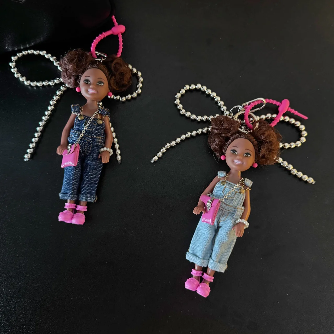 Ins Korean Version Spice Girl Princess Doll Pendant Keychain Cute African Black Skin BABI Doll Fashion Bag Decor Keychain Gift