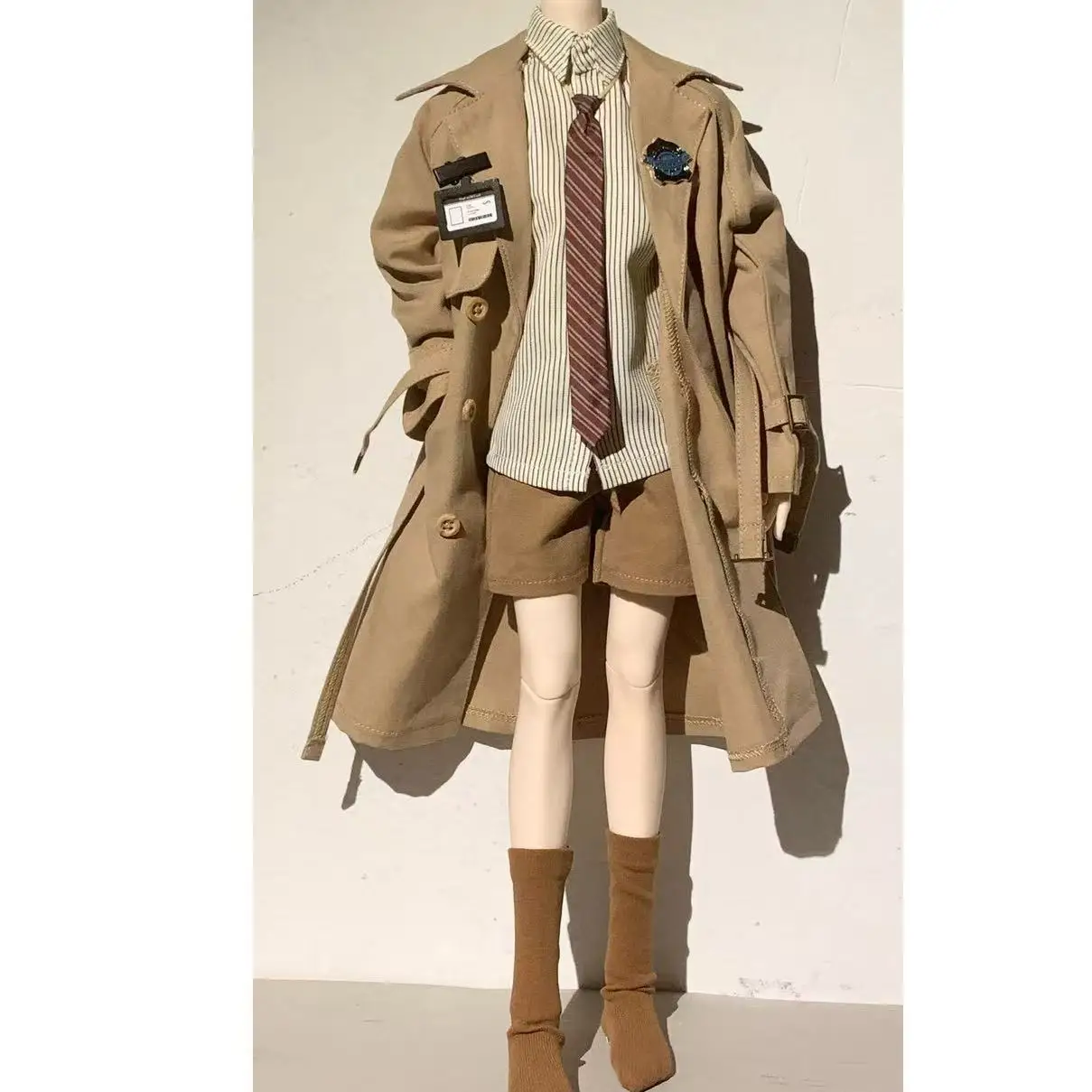 1/4 1/6 Doll's Clothes Suit for 45/30cm Bjd Doll Coat+work Badge+shirt+tie+shorts Uniform Dress Up Toys Doll Accessories,No Doll