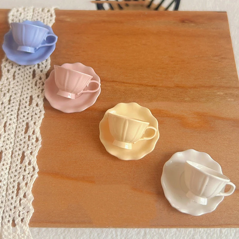 Intricate Dollhouse Miniature: French Retro Coffee Cup Plate, Perfect for Play Kitchen Accessorization and Scene Decoration.