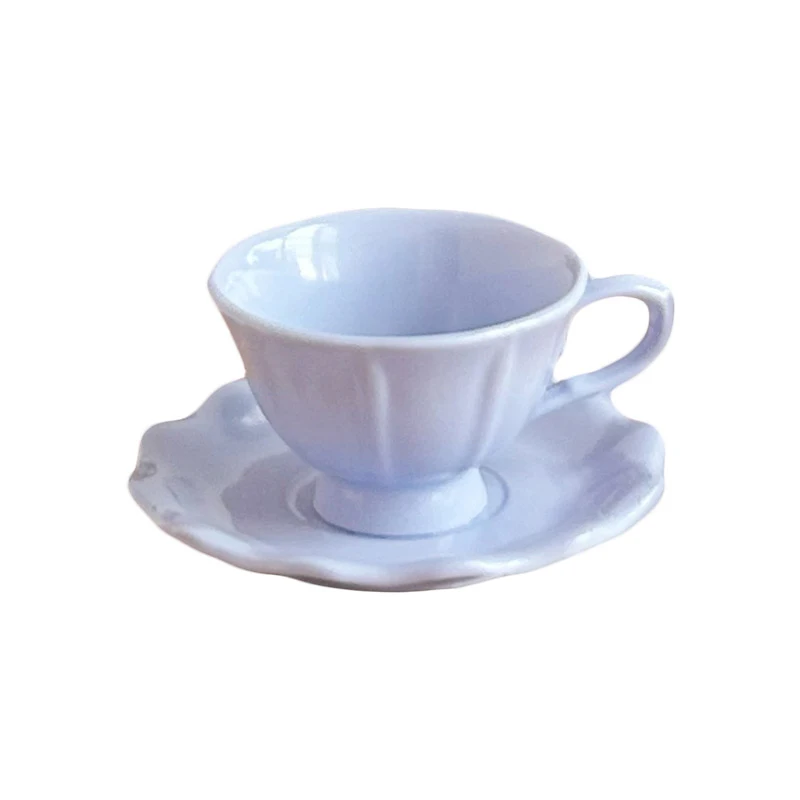 Intricate Dollhouse Miniature: French Retro Coffee Cup Plate, Perfect for Play Kitchen Accessorization and Scene Decoration.