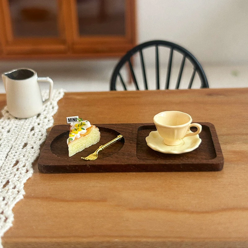 Intricate Dollhouse Miniature: French Retro Coffee Cup Plate, Perfect for Play Kitchen Accessorization and Scene Decoration.
