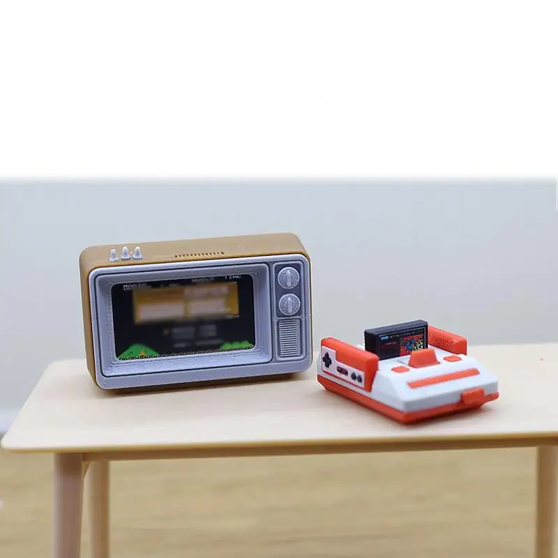 1/12 Miniature Dollhouse Furniture, Reminiscent TV Game Console Model, Living Room Scene Display, Doll Toy Accessories