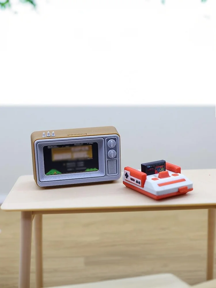 1/12 Miniature Dollhouse Furniture, Reminiscent TV Game Console Model, Living Room Scene Display, Doll Toy Accessories