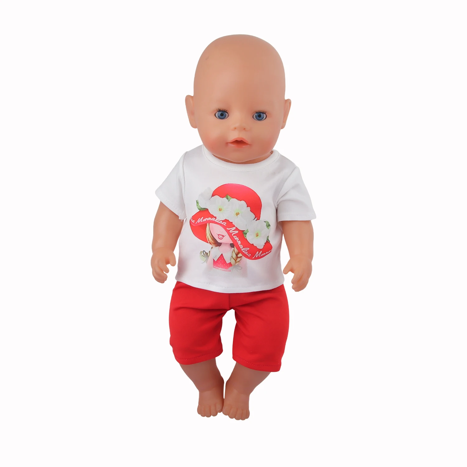 Cute Cartoon Doll T-shirt For 18-inch American Dolls Girl Car Rainbow Flower Basket Printing Clothing For 43cm Baby Newborn Doll