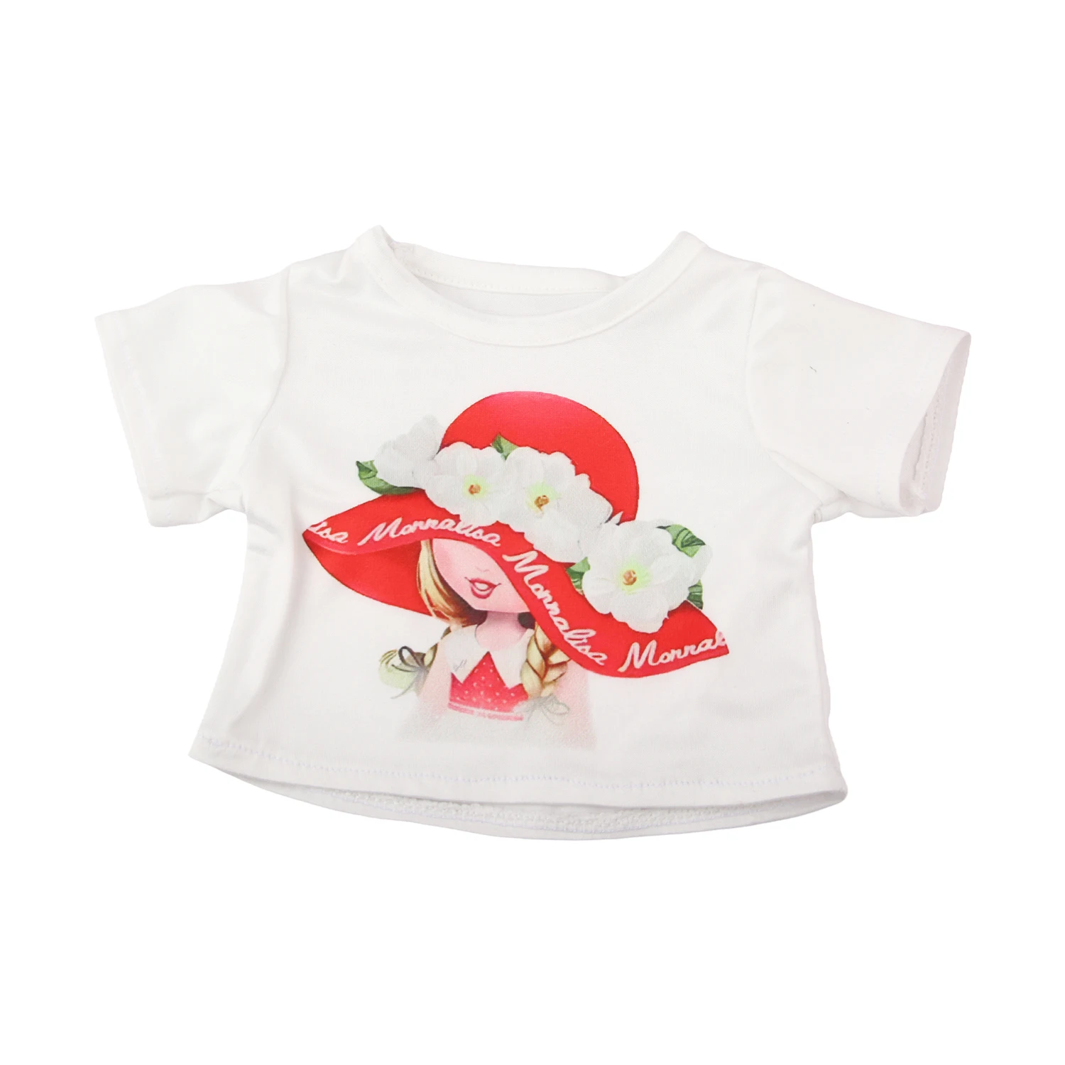 Cute Cartoon Doll T-shirt For 18-inch American Dolls Girl Car Rainbow Flower Basket Printing Clothing For 43cm Baby Newborn Doll