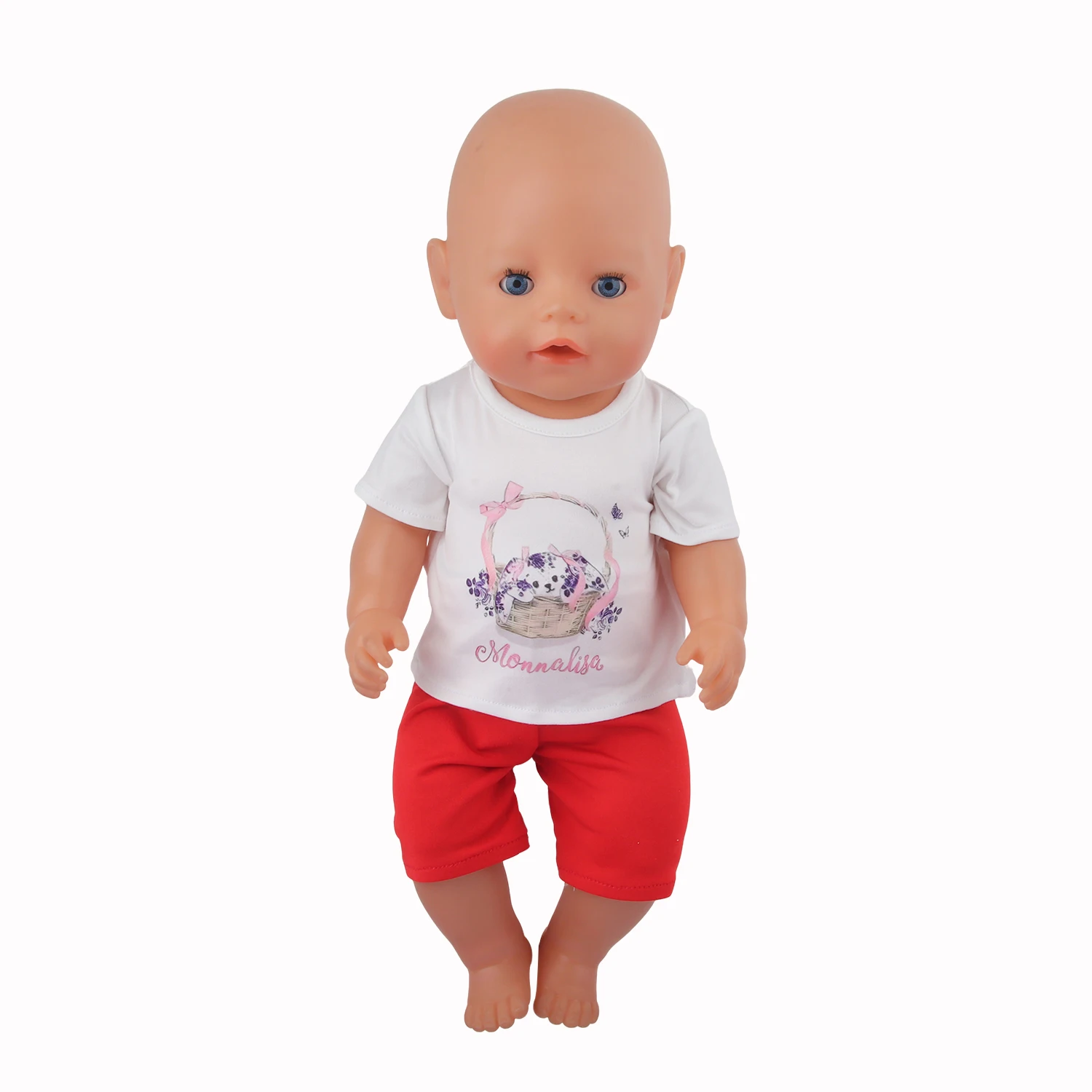Cute Cartoon Doll T-shirt For 18-inch American Dolls Girl Car Rainbow Flower Basket Printing Clothing For 43cm Baby Newborn Doll