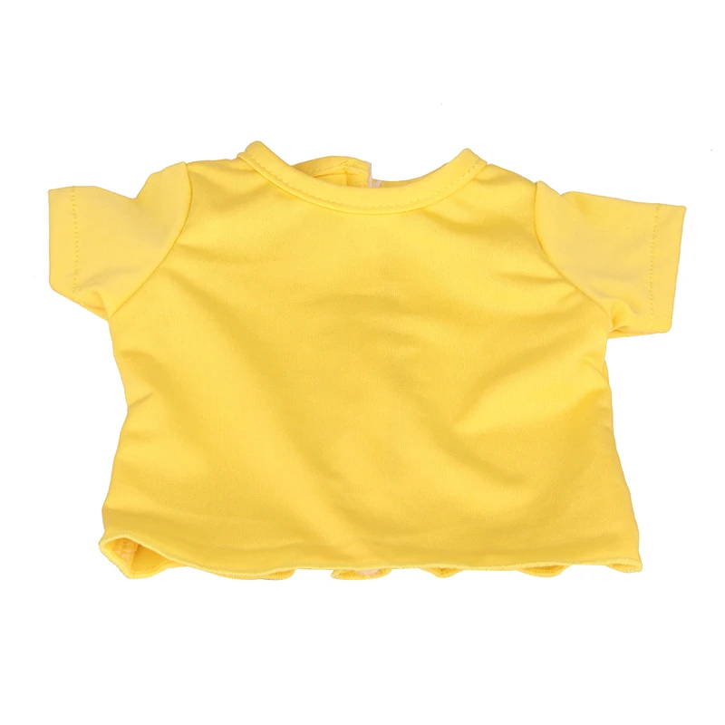 Cute Cartoon Doll T-shirt For 18-inch American Dolls Girl Car Rainbow Flower Basket Printing Clothing For 43cm Baby Newborn Doll