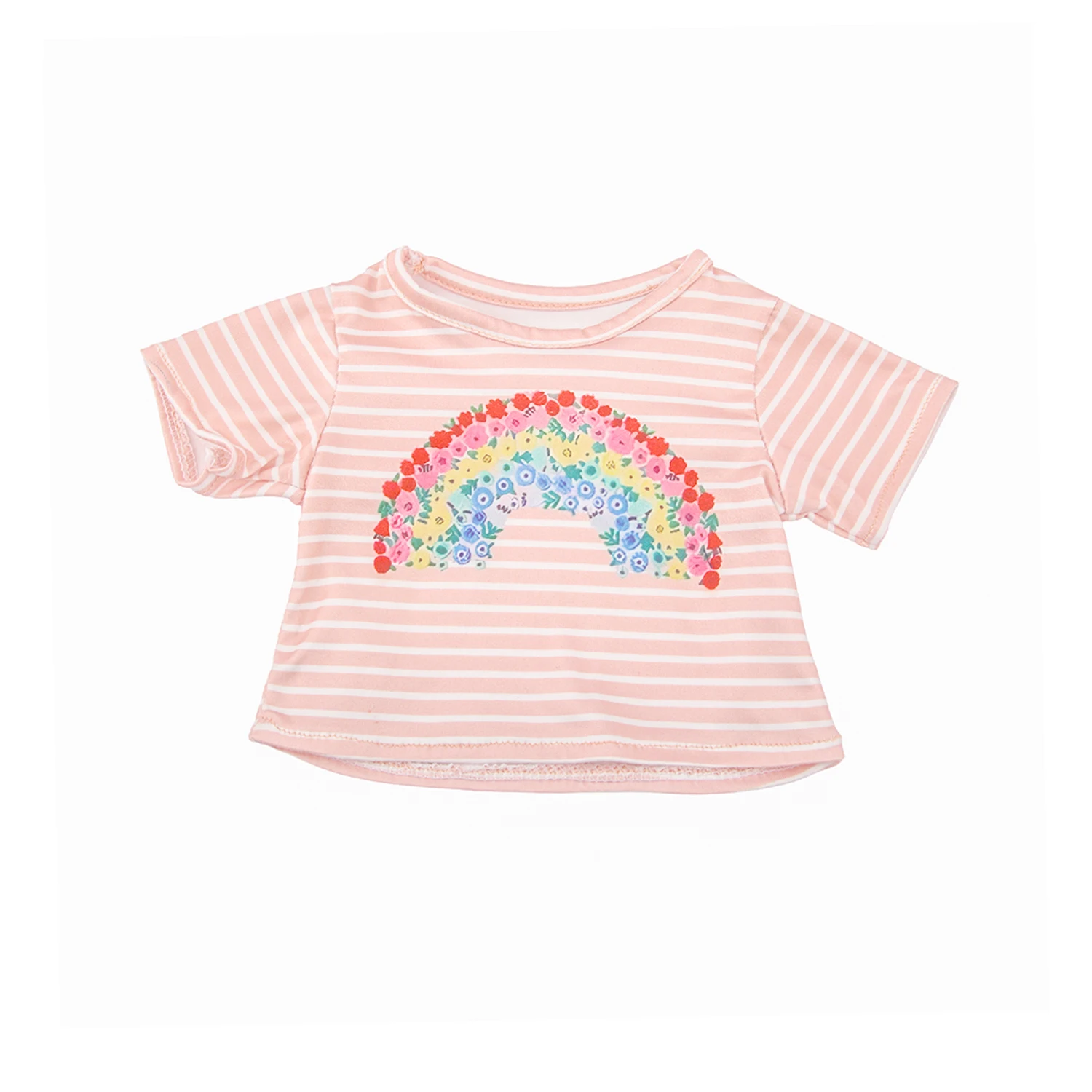 Cute Cartoon Doll T-shirt For 18-inch American Dolls Girl Car Rainbow Flower Basket Printing Clothing For 43cm Baby Newborn Doll
