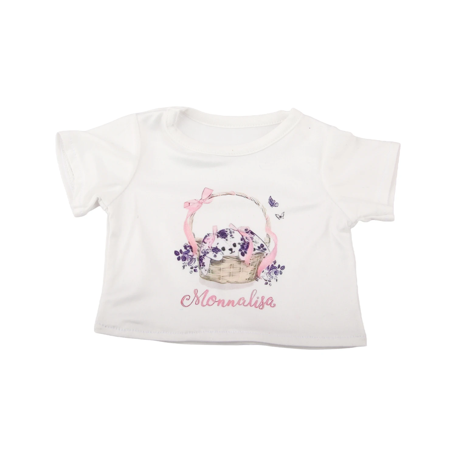 Cute Cartoon Doll T-shirt For 18-inch American Dolls Girl Car Rainbow Flower Basket Printing Clothing For 43cm Baby Newborn Doll