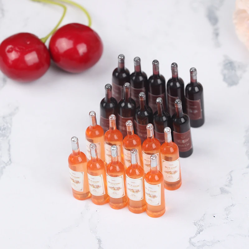 10Pcs 1/12 Dollhouse Mini Wine Bottle Sparkling Water Set Simulation Drinks Model Toys Decor Accessories