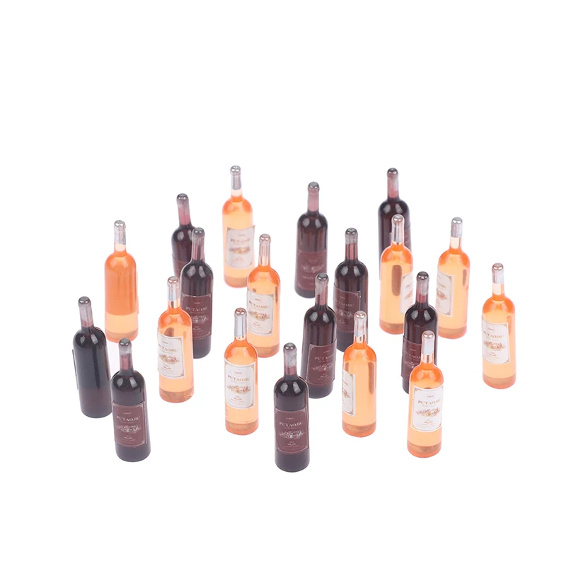 10Pcs 1/12 Dollhouse Mini Wine Bottle Sparkling Water Set Simulation Drinks Model Toys Decor Accessories
