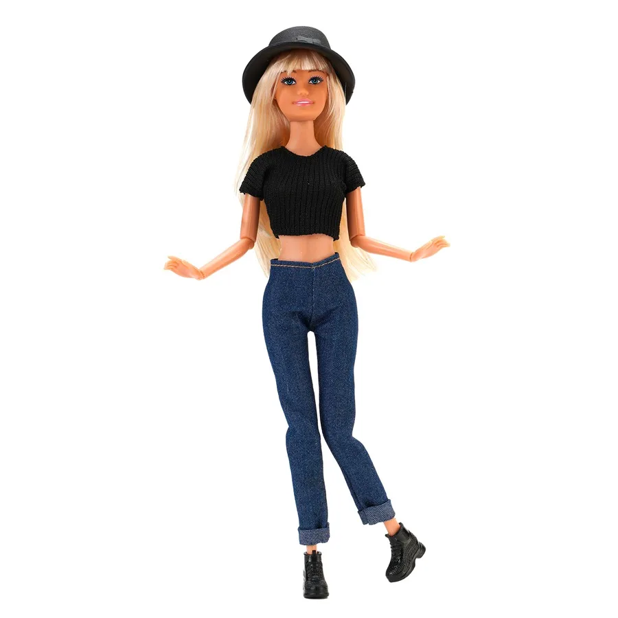 4Pcs/Set Doll Clothes Hat+Top+Jeans+Shoes Daily Cool Outfit Suitcase Accessories For 30CM&1/6 BJD Doll Clothes,Girl Toys Gifts