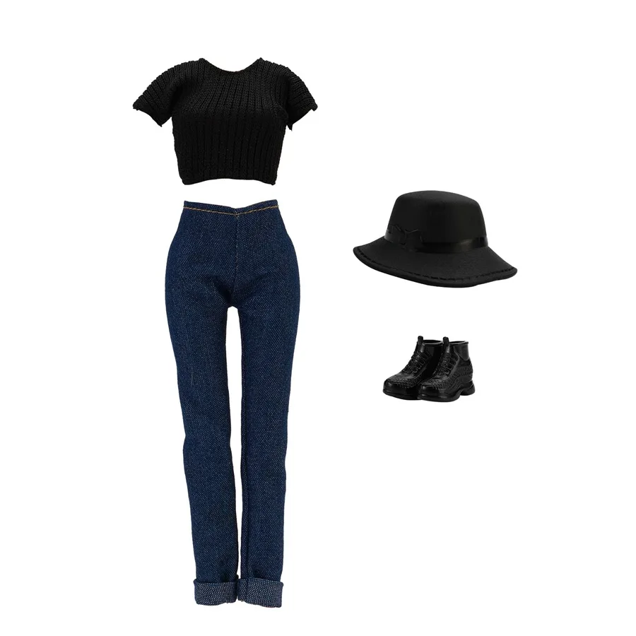 4Pcs/Set Doll Clothes Hat+Top+Jeans+Shoes Daily Cool Outfit Suitcase Accessories For 30CM&1/6 BJD Doll Clothes,Girl Toys Gifts