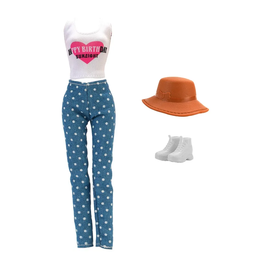 4Pcs/Set Doll Clothes Hat+Top+Jeans+Shoes Daily Cool Outfit Suitcase Accessories For 30CM&1/6 BJD Doll Clothes,Girl Toys Gifts