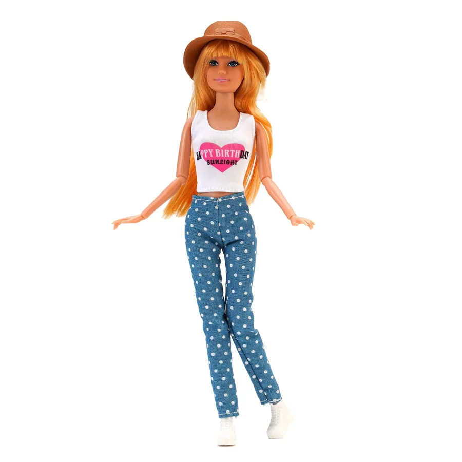 4Pcs/Set Doll Clothes Hat+Top+Jeans+Shoes Daily Cool Outfit Suitcase Accessories For 30CM&1/6 BJD Doll Clothes,Girl Toys Gifts