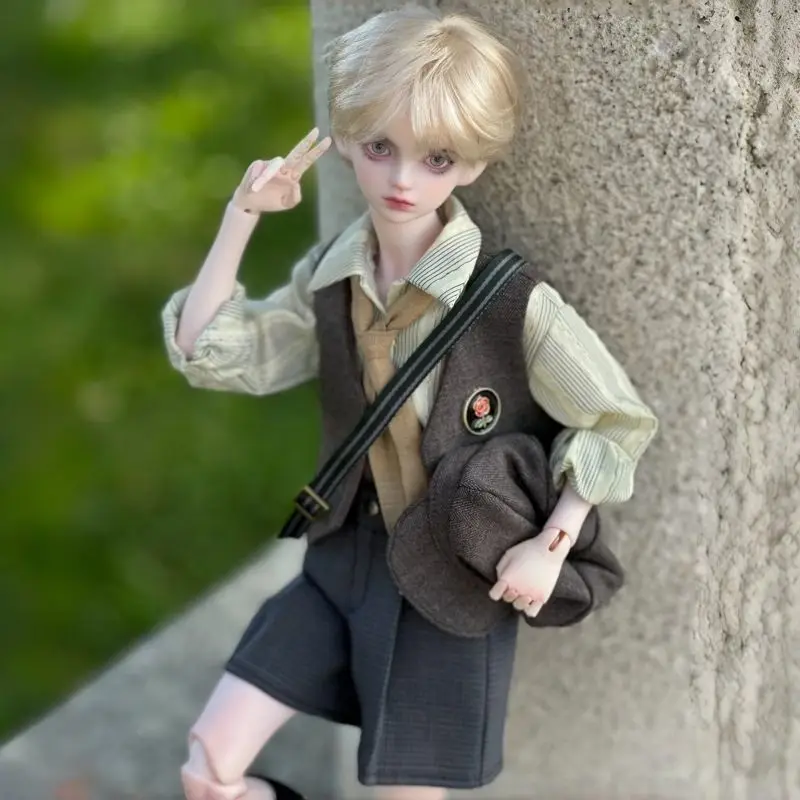 1/4 1/5 Doll's Clothes Suit for 45/36cm Bjd Doll Retro Academy Style Top+shorts+hat+vest+bag+socks Dress Up Doll Accessories