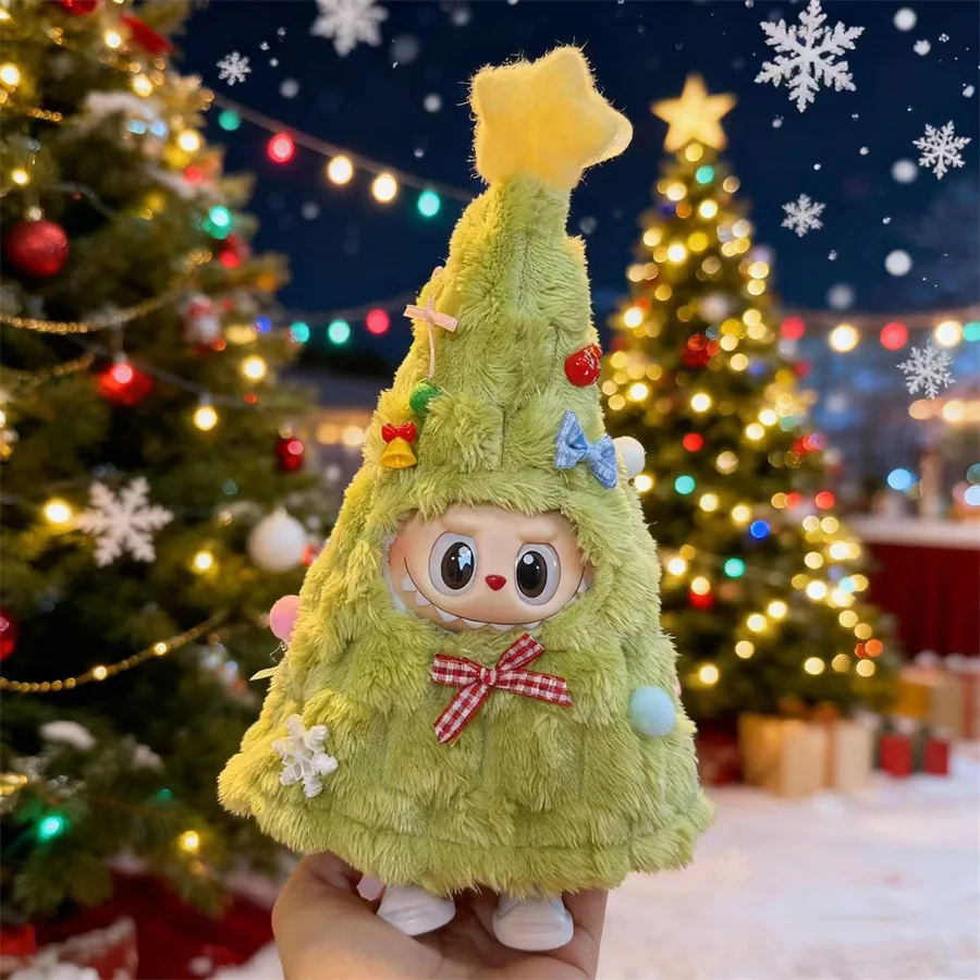 Doll Clothes for 15-17CM Labubu Clothing Merry Christmas Hat Scarf Elk Snowman Set Mini Plush Doll Accessory New Year Dress Gift