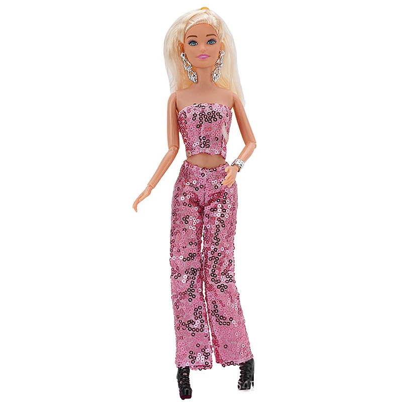 For 30CM Doll Clothes Accessories 11inch European American Fashion Doll Shining Clothing Pants Ornament Shoes Set