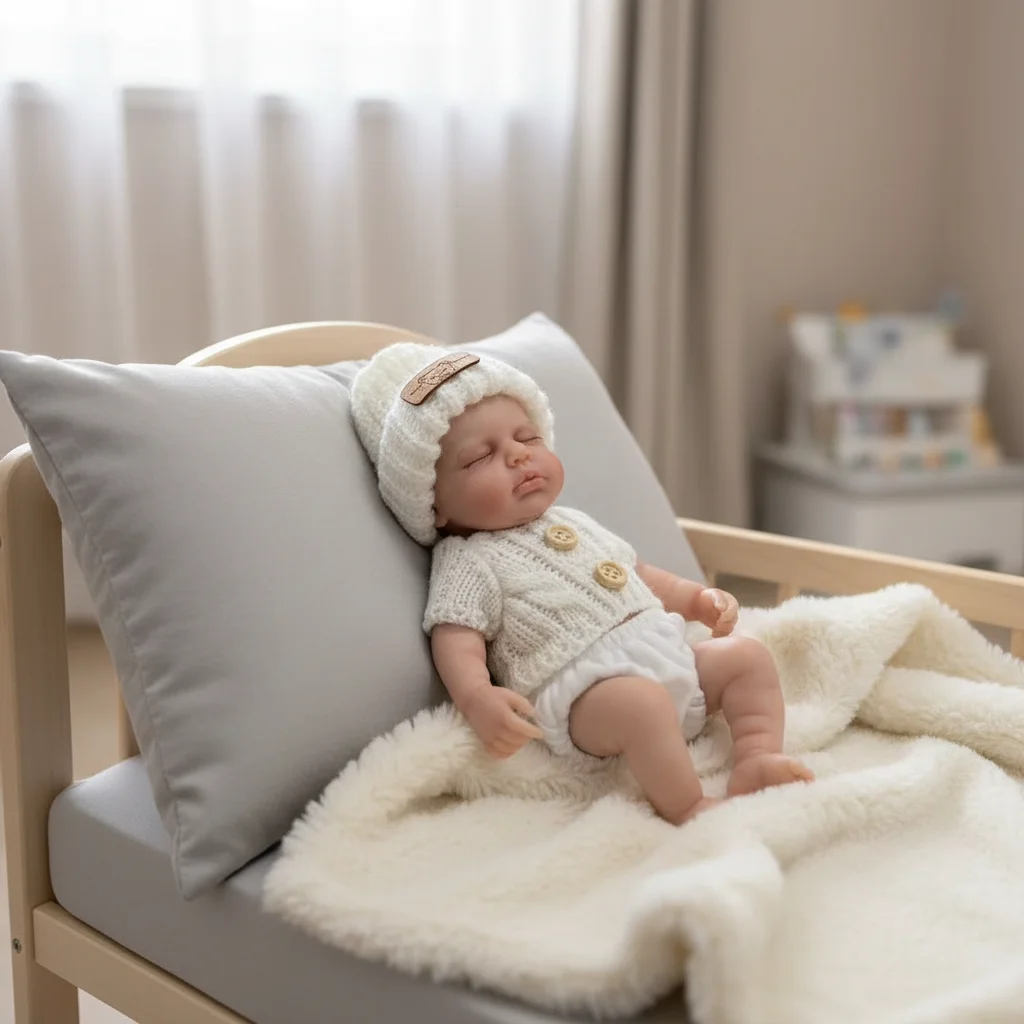 NPK 8inch Loulou Solid Silicone Baby Doll Soft Squishy Elastic Weighted Platinum Silicone Toy 320 Grams