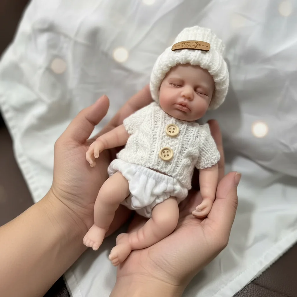 NPK 8inch Loulou Solid Silicone Baby Doll Soft Squishy Elastic Weighted Platinum Silicone Toy 320 Grams