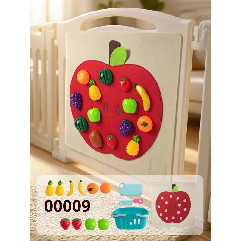 1 Set Fruits Play Kitchen Games Baby Felt Board Play Food Toys Wall Sticker Fine Motor Skills Early Educational Toy
