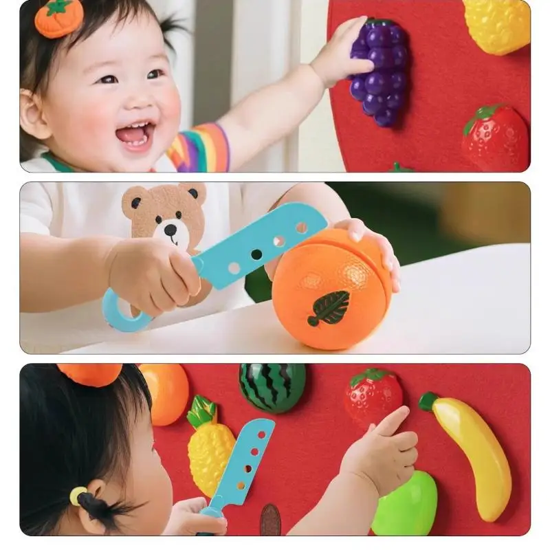 1 Set Fruits Play Kitchen Games Baby Felt Board Play Food Toys Wall Sticker Fine Motor Skills Early Educational Toy