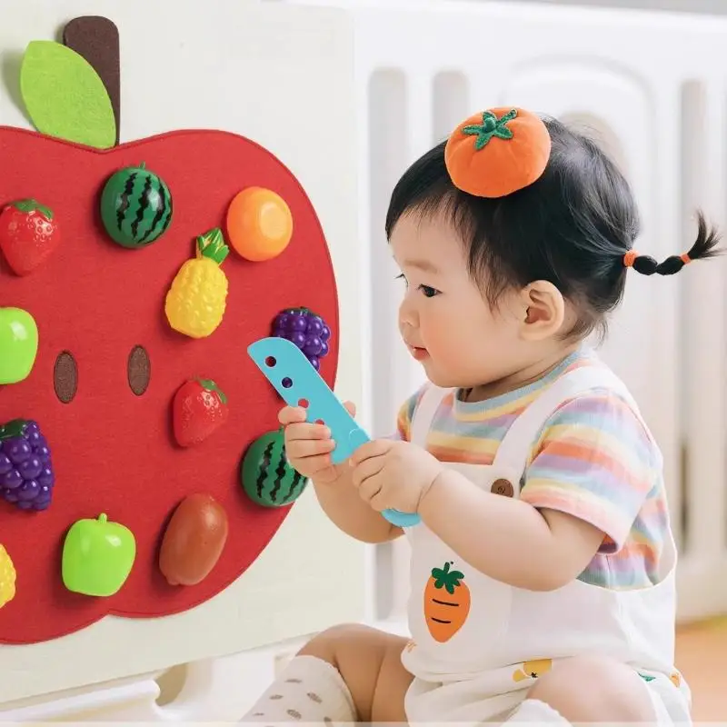 1 Set Fruits Play Kitchen Games Baby Felt Board Play Food Toys Wall Sticker Fine Motor Skills Early Educational Toy