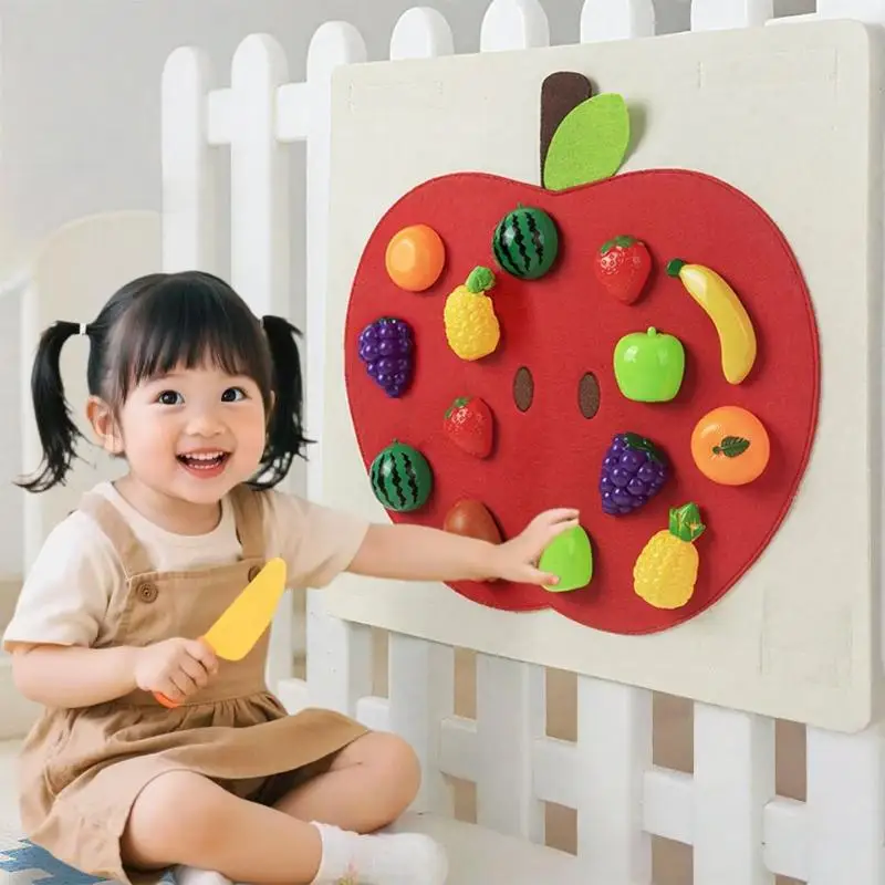 1 Set Fruits Play Kitchen Games Baby Felt Board Play Food Toys Wall Sticker Fine Motor Skills Early Educational Toy