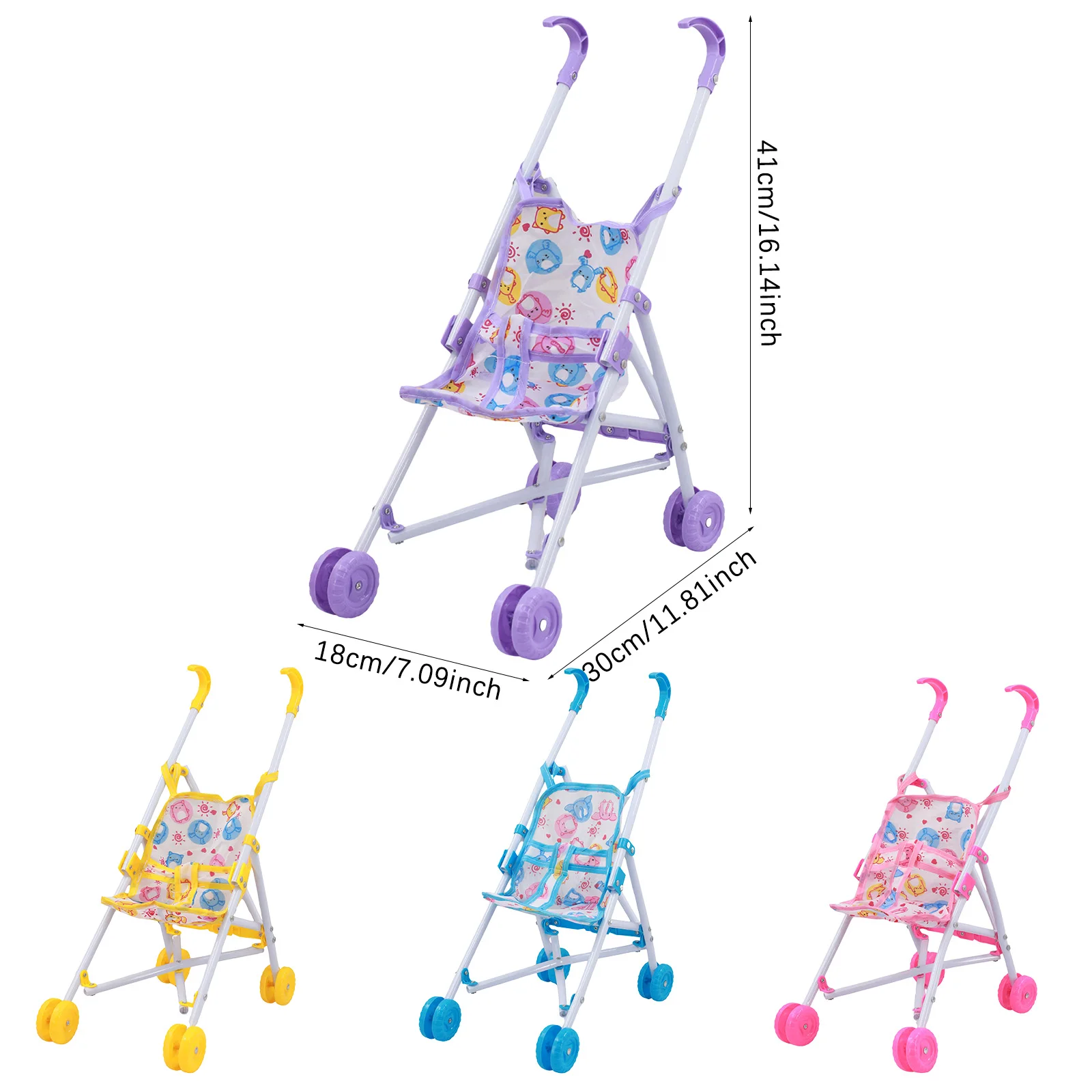 Baby Doll Stroller Toy, Suitable for Children Aged 3+, Fits 11-Inch to 15-Inch Dolls, Perfect Holiday Gift, Christmas Present, B