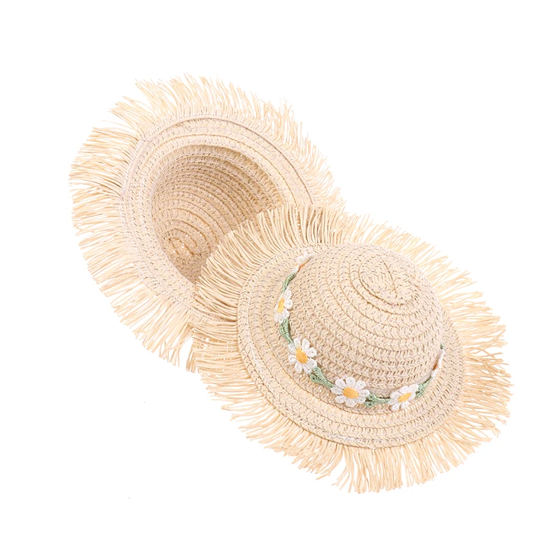 1-5Pcs Dollhouse Handmade Daisy Hat Sun Cap For 1/6 Doll Accessories Doll Cute Hat With Bow Doll Hat Children's Toy Gift