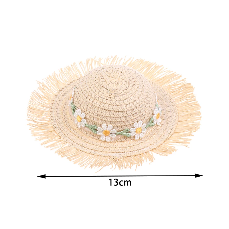 1-5Pcs Dollhouse Handmade Daisy Hat Sun Cap For 1/6 Doll Accessories Doll Cute Hat With Bow Doll Hat Children's Toy Gift