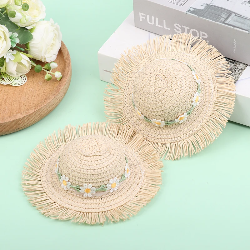 1-5Pcs Dollhouse Handmade Daisy Hat Sun Cap For 1/6 Doll Accessories Doll Cute Hat With Bow Doll Hat Children's Toy Gift